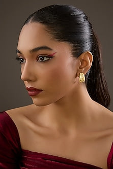 Gold Plated Cubic Zirconia Huggie Earrings In Sterling Silver