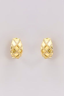 Gold Plated Cubic Zirconia Huggie Earrings In Sterling Silver