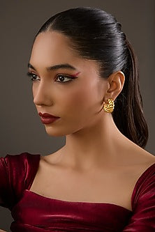 Gold Plated C-Shaped Hoop Earrings In Sterling Silver