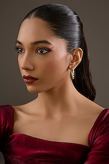 Gold Plated Cubic Zirconia Hoop Earrings In Sterling Silver