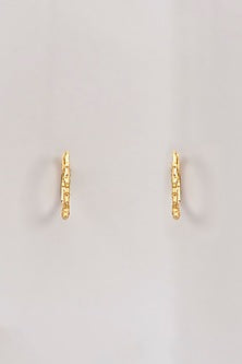 Gold Plated Cubic Zirconia Hoop Earrings In Sterling Silver