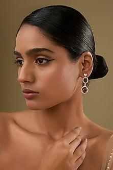 Rose Gold Finish Cubic Zirconia & Crystal Dangler Earrings