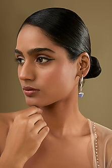 White Rhodium Finish Cubic Zirconia & Crystal Hook Earrings