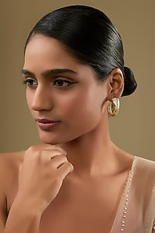 Gold Finish Cubic Zirconia Hoop Earrings