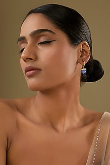 White Rhodium Finish Cubic Zirconia & Crystal Dangler Earrings