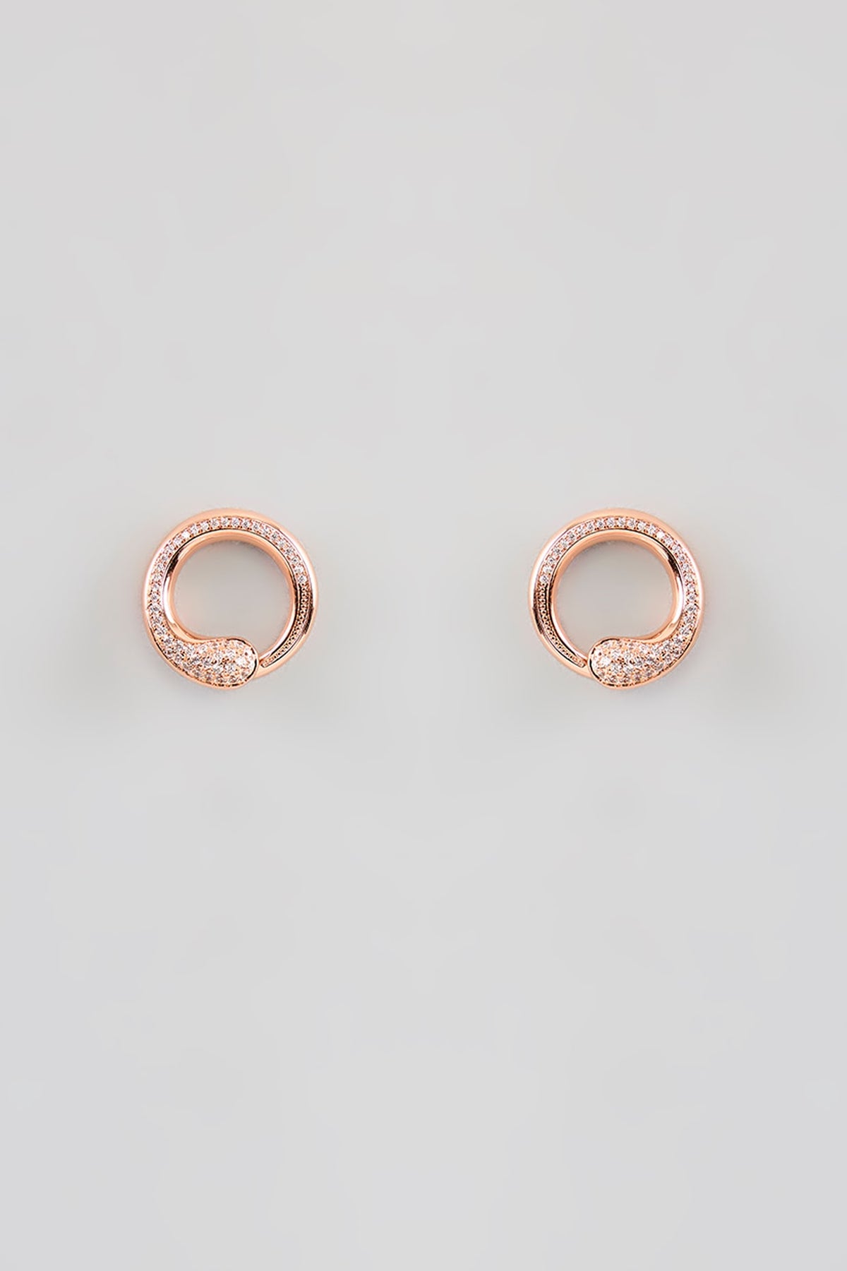 Rose Gold Finish Cubic Zirconia Stud Earrings