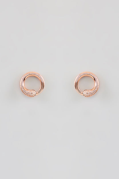 Rose Gold Finish Cubic Zirconia Stud Earrings