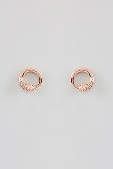 Rose Gold Finish Cubic Zirconia Stud Earrings
