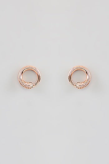 Rose Gold Finish Cubic Zirconia Stud Earrings