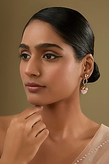Rose Gold Finish Pink Pyramadial Crystal Dangler Earrings