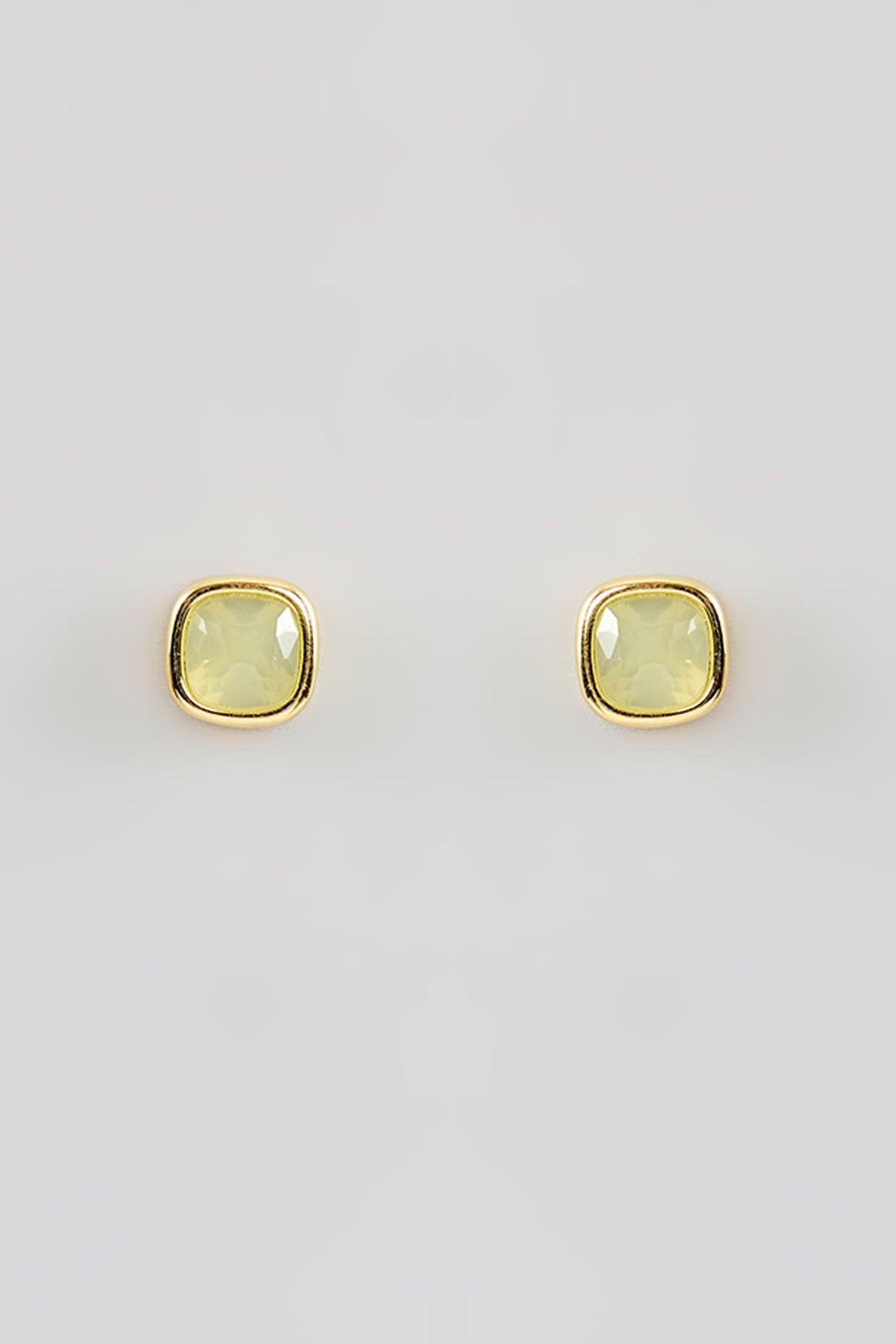 Gold Finish Green Crystal Stud Earrings