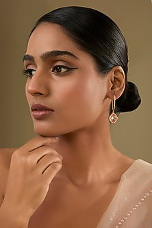 Rose Gold Finish Cubic Zirconia & Crystal Dangler Earrings