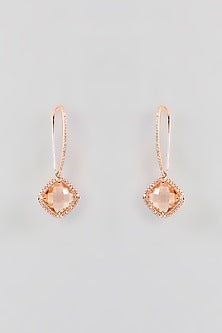 Rose Gold Finish Cubic Zirconia & Crystal Dangler Earrings
