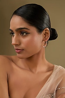 Rose Gold Finish Cubic Zirconia & Crystal Dangler Earrings