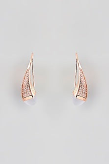 Rose Gold Finish Cubic Zirconia & Crystal Dangler Earrings