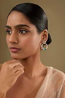 Rose Gold Finish Cubic Zirconia & Crystal Dangler Earrings