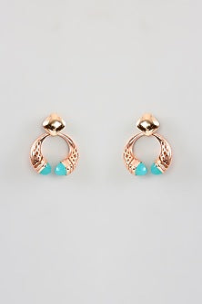 Rose Gold Finish Cubic Zirconia & Crystal Dangler Earrings