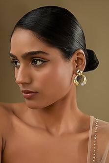 Gold Finish Cubic Zirconia & Crystal Dangler Earrings