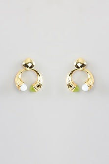 Gold Finish Cubic Zirconia & Crystal Dangler Earrings