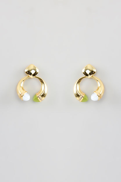 Gold Finish Cubic Zirconia & Crystal Dangler Earrings