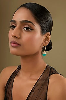 Gold Finish Cubic Zirconia & Crystal Hook Earrings