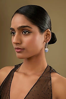 White Rhodium Finish Cubic Zirconia & Crystal Dangler Earrings