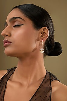 Rose Gold Finish Cubic Zirconia & White Crystal Hook Earrings