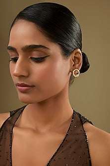 Gold Finish Cubic Zirconia Stud Earrings
