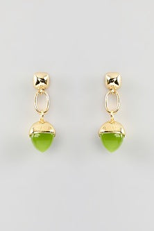 Gold Finish Pink Crystal Dangler Earrings