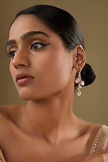 Rose Gold Finish Cubic Zirconia & Crystal Dangler Earrings