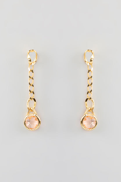 Gold Finish Orange Crystal Dangler Earrings
