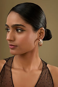 Rose Gold Finish Cubic Zirconia Hoop Earrings