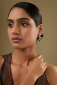 Rose Gold Finish Cubic Zirconia & Crystal Dangler Earrings