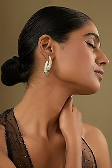 Gold Finish Cubic Zirconia & Crystal Dangler Earrings