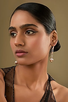 Two Tone Finish Cubic Zirconia Dangler Earrings