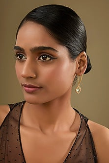 Gold Finish Cubic Zirconia & Crystal Dangler Earrings