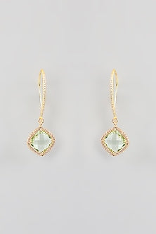 Gold Finish Cubic Zirconia & Crystal Dangler Earrings