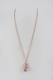 Rose Gold Finish Crystal & Cubic Zirconia Long Pendant Necklace