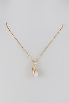 Yellow Gold Finish Crystal & Cubic Zirconia Teardrop Pendant Necklace