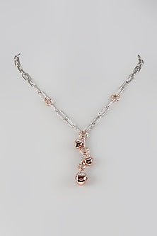 Rose Gold Finish Cubic Zirconia Pendant Necklace