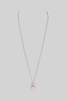 Rose Gold Finish Rose Quartz Pyramidal Crystal Long Necklace