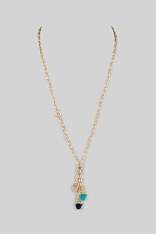 Yellow Gold Finish Cubic Zirconia & Emerald Crystal Long Necklace
