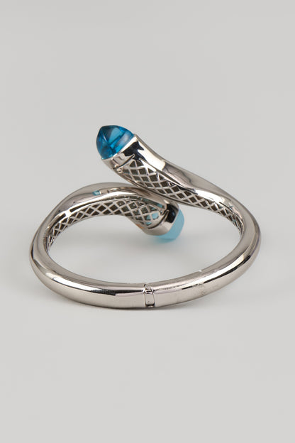 White Finish Crystal & Cubic Zirconia Wrap Cuff Bracelet