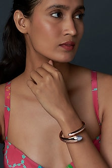 Rose Gold Finish Crystal & Cubic Zirconia Wrap Cuff Bracelet