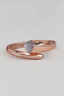 Rose Gold Finish Crystal & Cubic Zirconia Wrap Cuff Bracelet