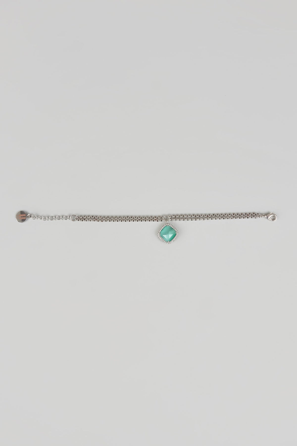 White Finish Cubic Zirconia Double Chain Bracelet