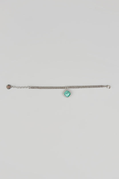 White Finish Cubic Zirconia Double Chain Bracelet