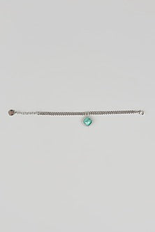 White Finish Cubic Zirconia Double Chain Bracelet