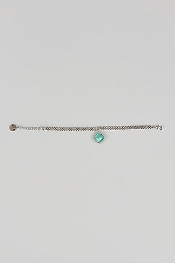 White Finish Cubic Zirconia Double Chain Bracelet