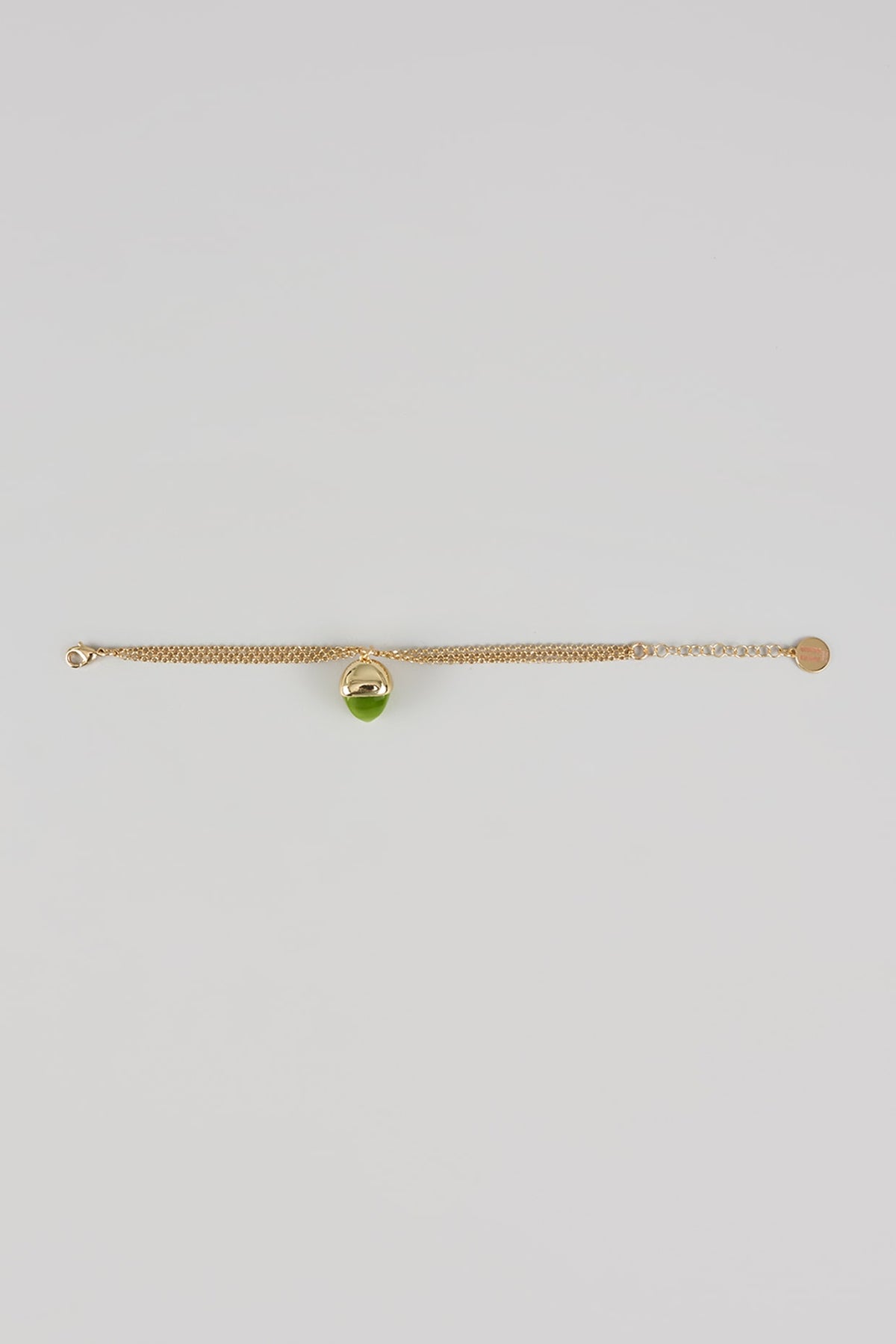 Gold Finish Green Crystal Double Strand Bracelet